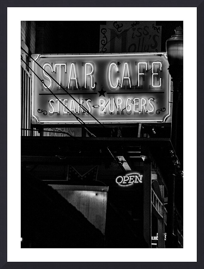 star cafe at night  vertical 2127 Cafe 13k Picture Frame print