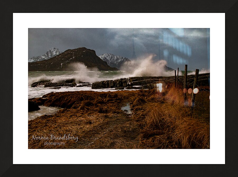Vik Beach Storm in the Lofoten Islands Picture Frame print