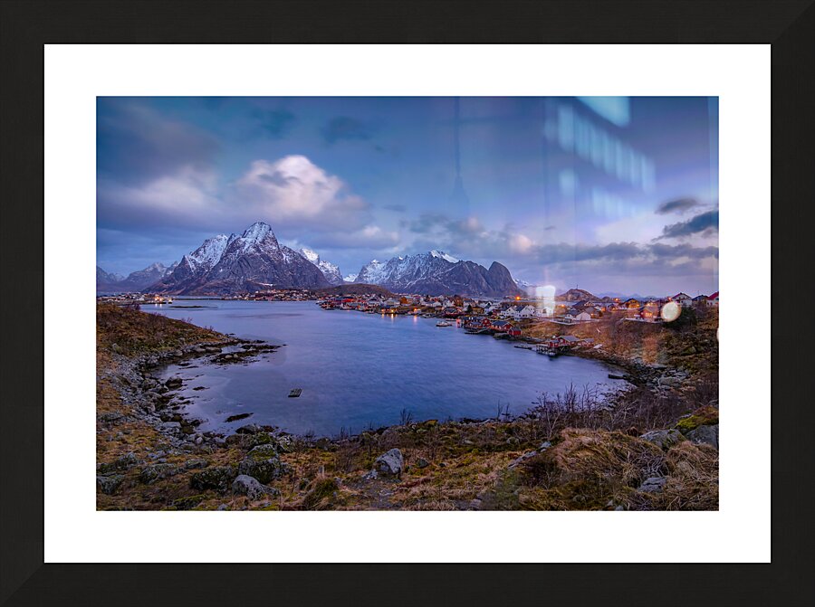 Lofoten Reine Water Mountain Landscape Picture Frame print