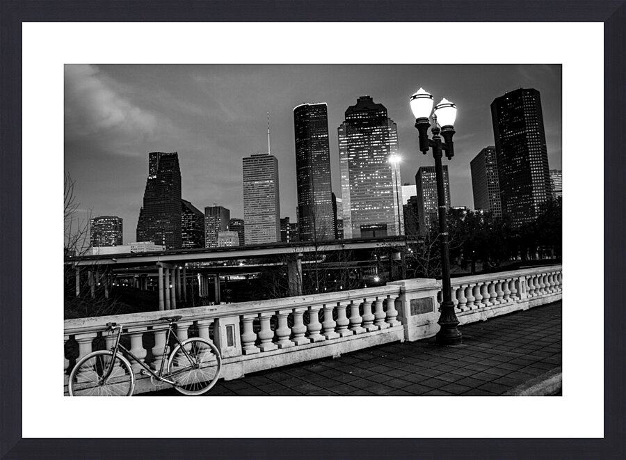 houston skyline at night sabine bridge  horizonta Picture Frame print
