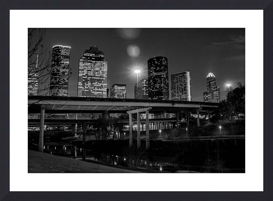 houston skyline over buffalo bayou  horizontal 32 Picture Frame print