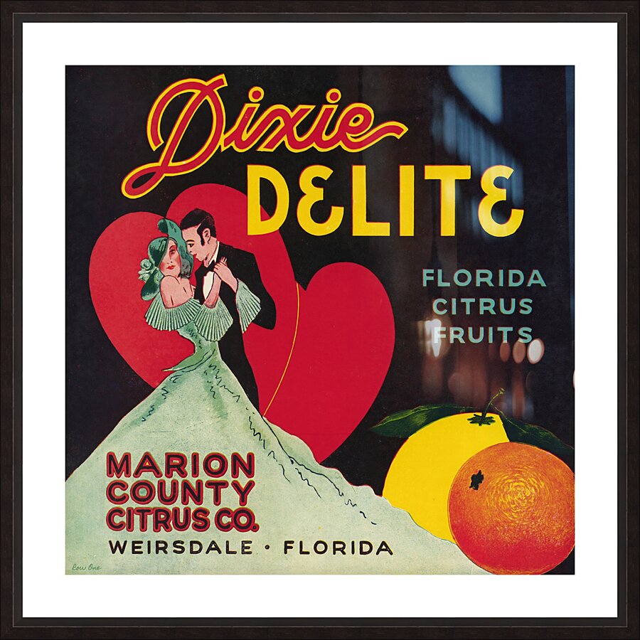 dixie delite florida citrus fruit label Picture Frame print