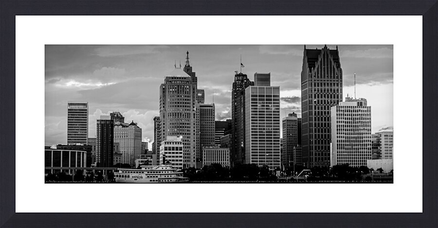 detroit skyline from windsor  panoramic 3036 Prin Picture Frame print