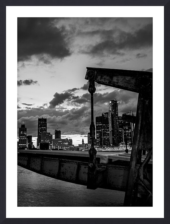 boat dock on detroit river  vertical 564 Rust 13k Picture Frame print