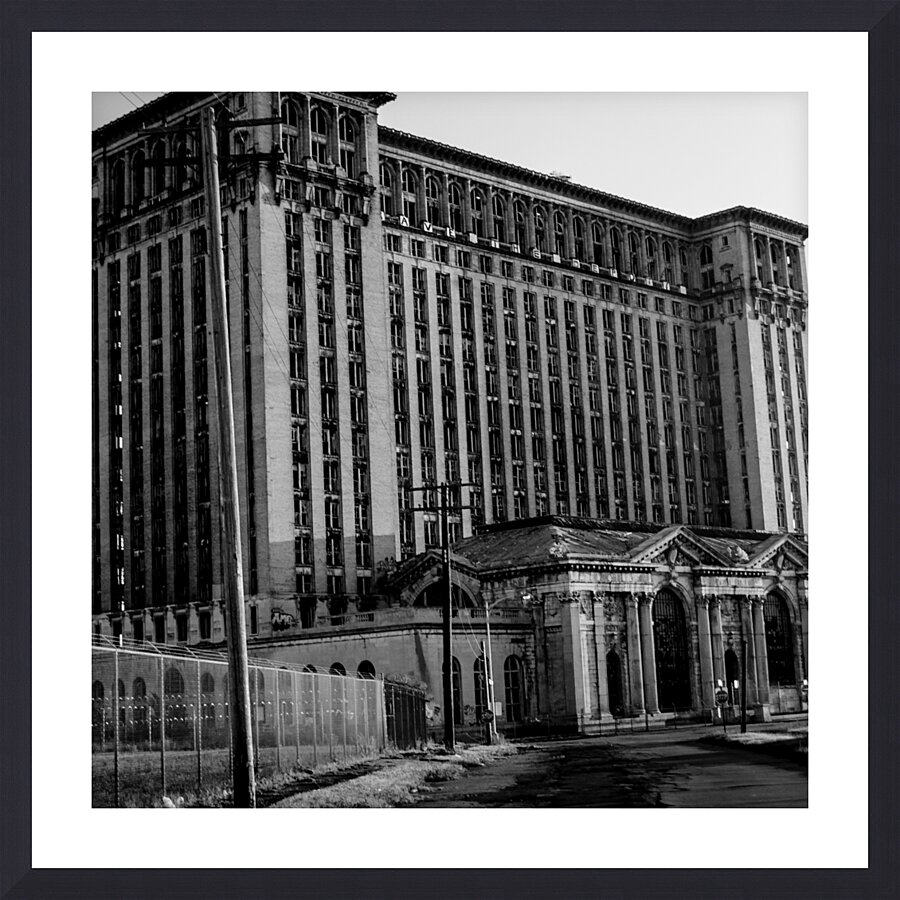 michigan central train station  square 568 Train Picture Frame print