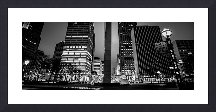 hart plaza downtown detroit skyline  panoramic 30 Picture Frame print