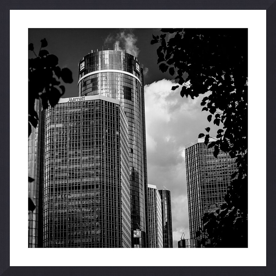 gm tower downtown detroit  square 536 Bankrupt 13 Picture Frame print