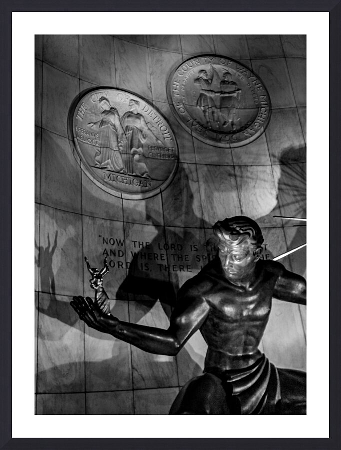 spirit of detroit at night  vertical 3095 Shadow Picture Frame print