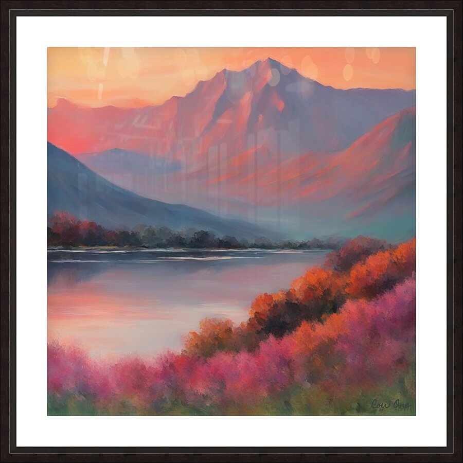 pink mountain Picture Frame print