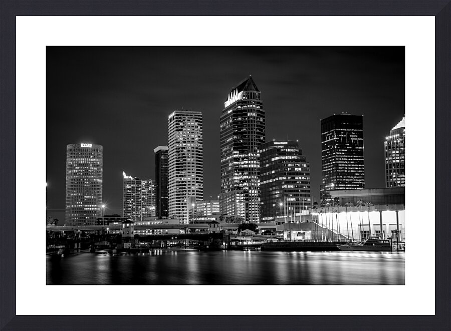 downtown tampa florida city skyline at night  hor Picture Frame print