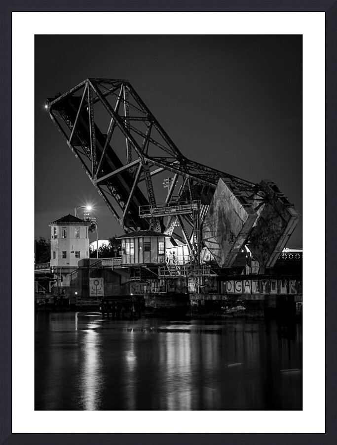 cass street train bridge  vertical 1102 Cass 13k. Picture Frame print