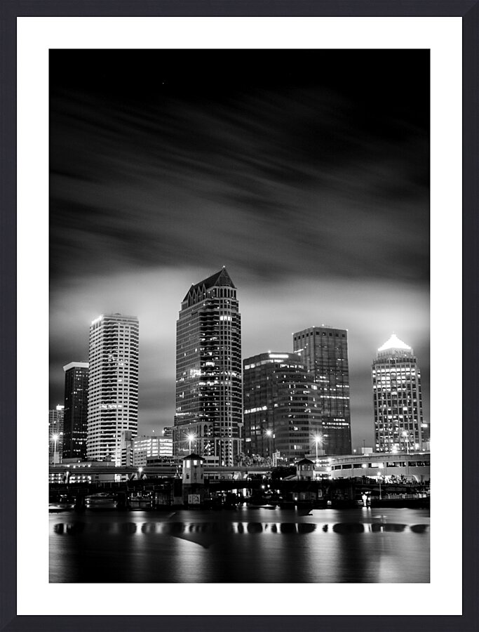 downtown tampa city skyline at night  vertical 10 Picture Frame print