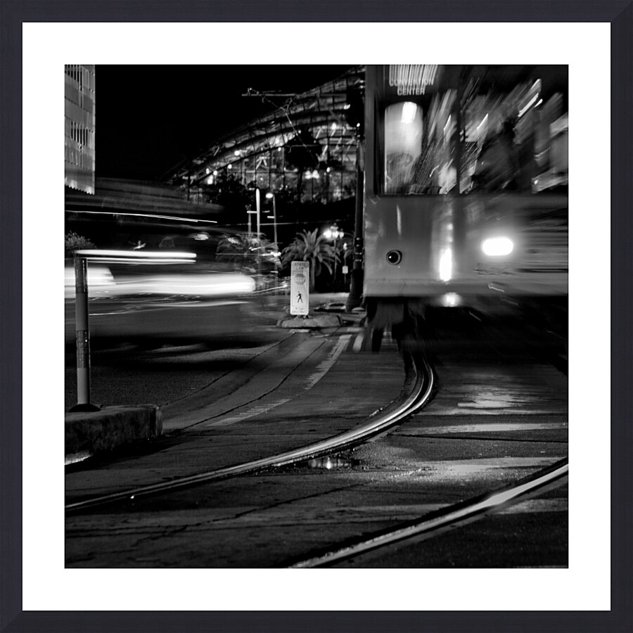 taxi and street car channelside  square 1107 Eith Picture Frame print