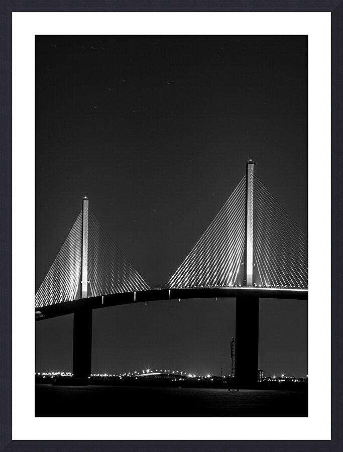 sunshine skyway bridge at night  vertical 3012 Pi Picture Frame print