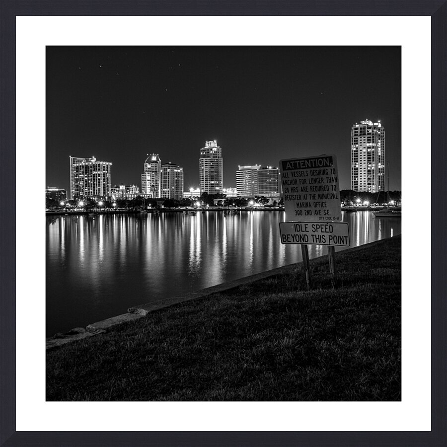 downtown st petersburg skyline at night  square 1 Picture Frame print