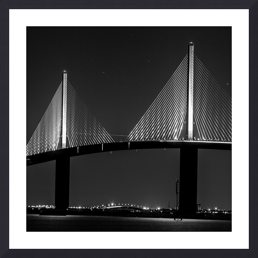 sunshine skyway bridge at night  square 3011 Grah Picture Frame print