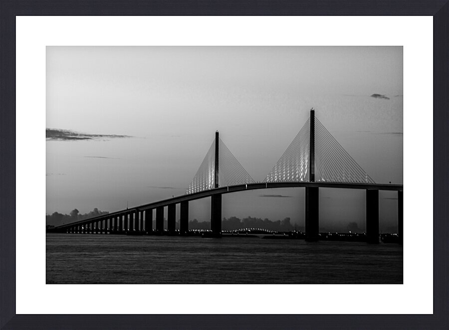 sunshine skyway bridge over tampa bay at dusk  ho Picture Frame print