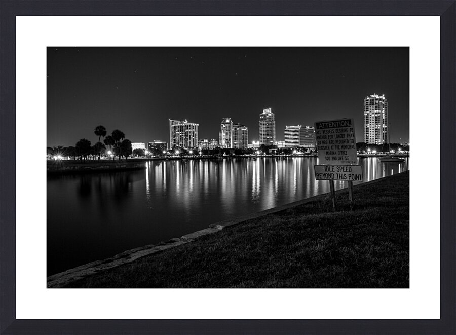 downtown st petersburg skyline at night  horizont Picture Frame print