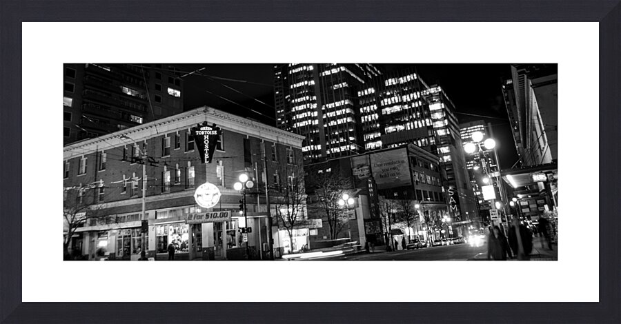 downtown seattle cityscape at night  panoramic 31 Picture Frame print