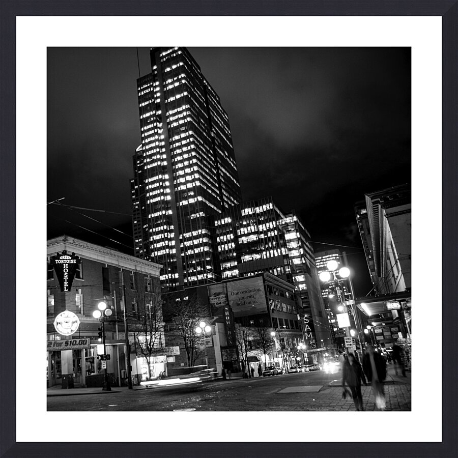 downtown seattle cityscape at night  square 311 T Picture Frame print