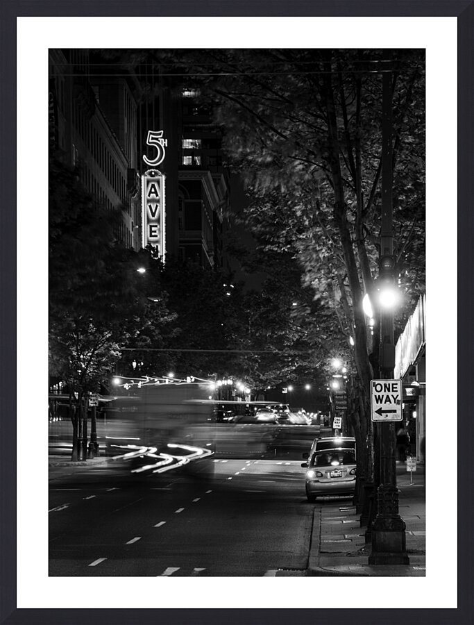 5th ave traffic at night  vertical 2683 Fifth 13k Picture Frame print