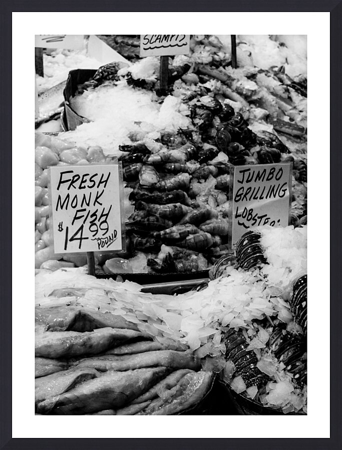 fresh fish at seattle public market  vertical 298 Picture Frame print
