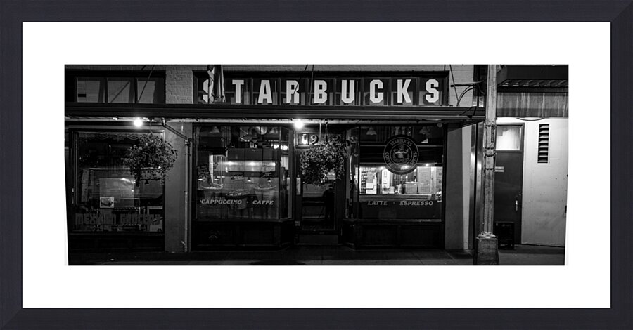 original starbucks at pike place market  panorami Picture Frame print