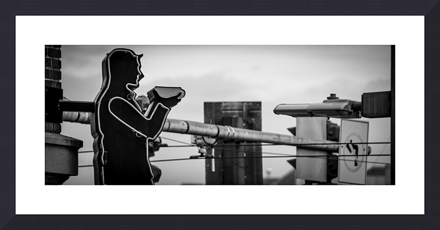 neon sign coffee drinker  panoramic 2693 Mug 13k. Picture Frame print