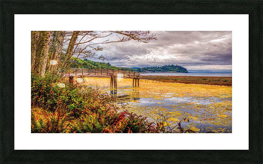 Tranquilitys Gateway: Exploring the Colors of Clallam Bay County Park Bridge Picture Frame print