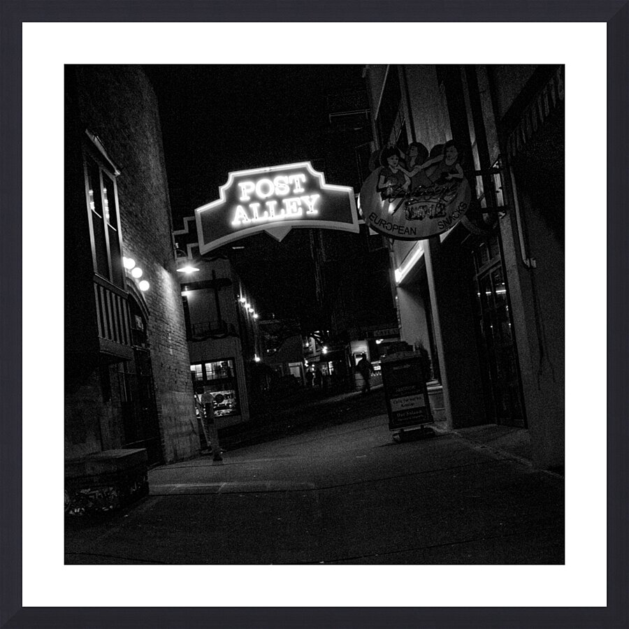 post alley at night  square 302 Post 13k Picture Frame print