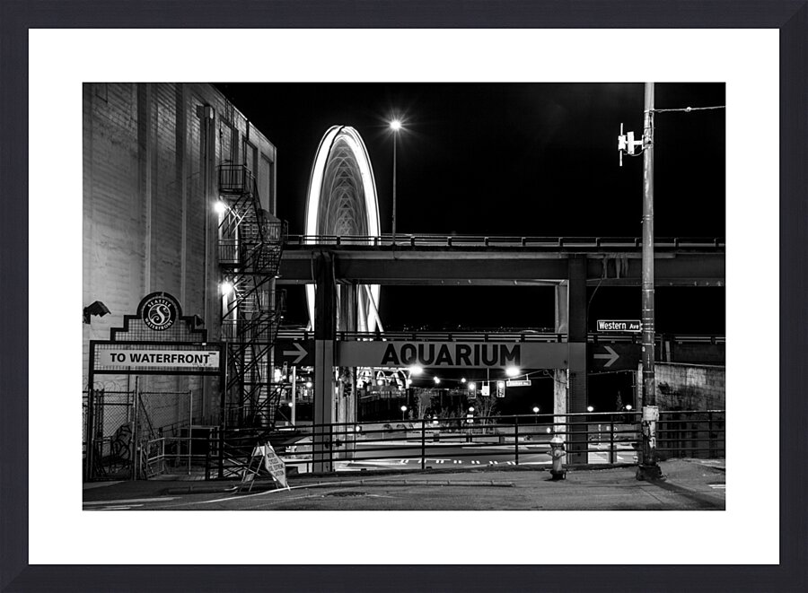 seattle ferris wheel at night  horizontal 2677 Aq Picture Frame print