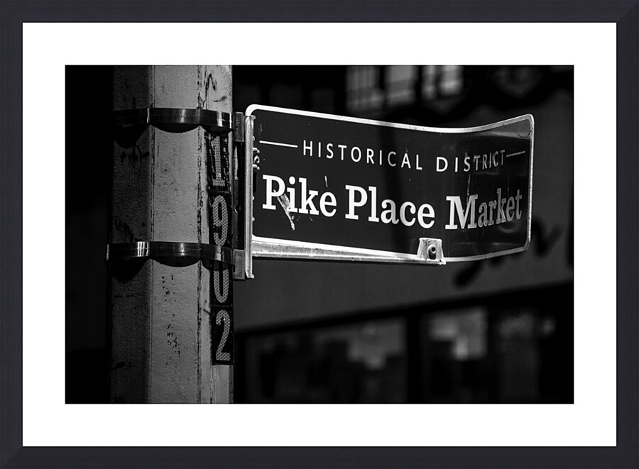 pike place market historical district sign  horiz Picture Frame print
