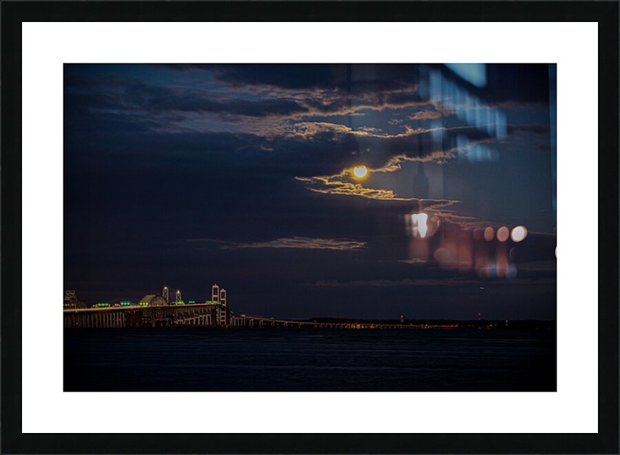 Moon Setting over the Bay Bridge Picture Frame print