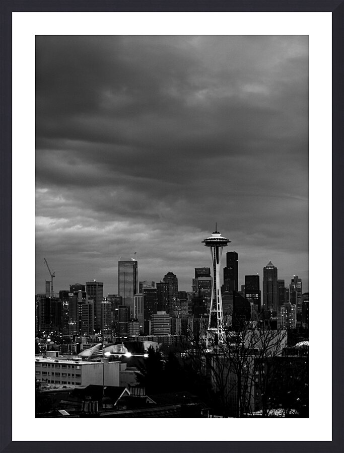 seattle skyline queen anne hill  vertical 295 Hig Picture Frame print
