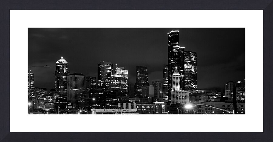 seattle skyline over alaskan way  panoramic 2673 Picture Frame print