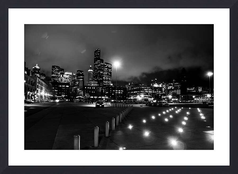 seattle skyline qwest parking lot  horizontal 305 Picture Frame print