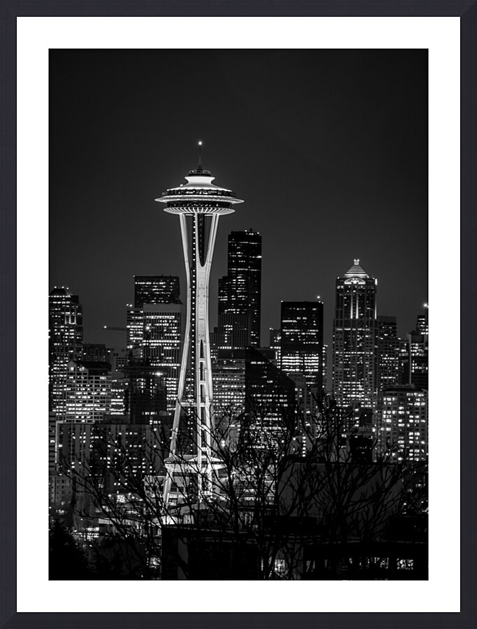 seattle space needle at night  vertical 299 Needl Picture Frame print
