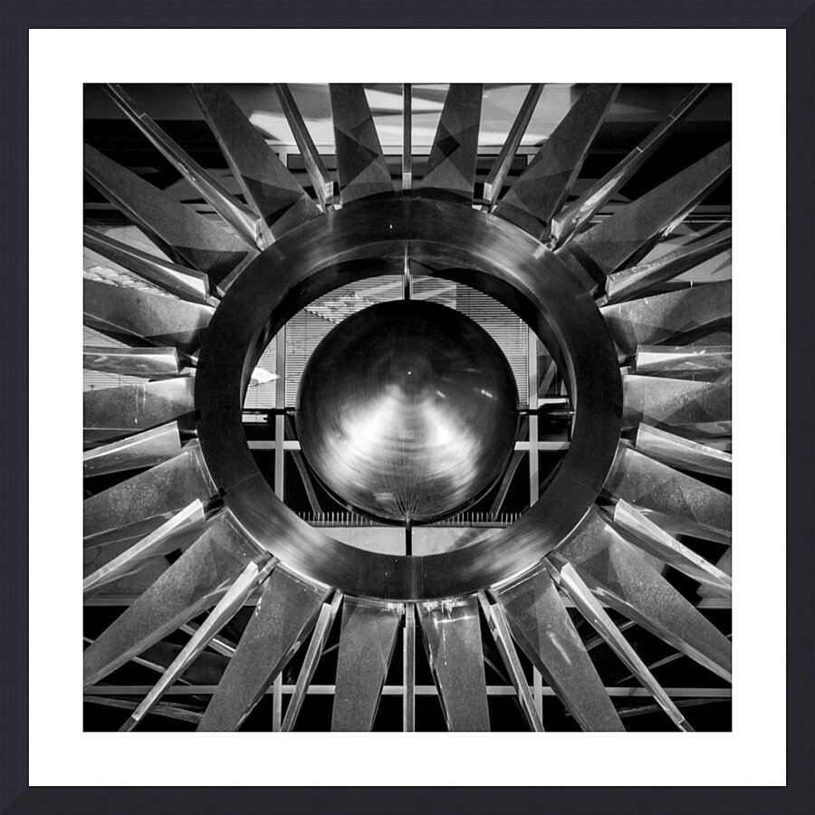metal sun on phoenix city hall building  square 1 Picture Frame print