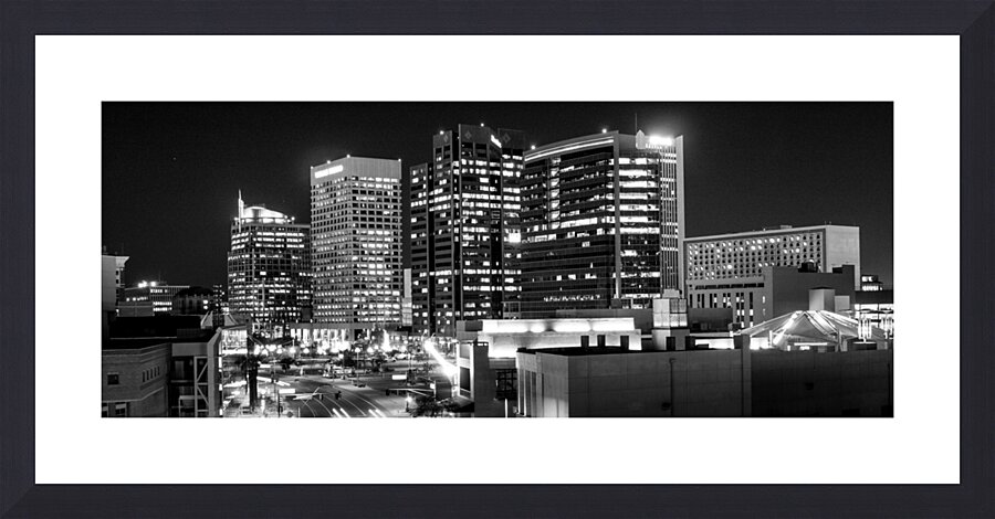 phoenix skyline at night jefferson avenue  panora Picture Frame print