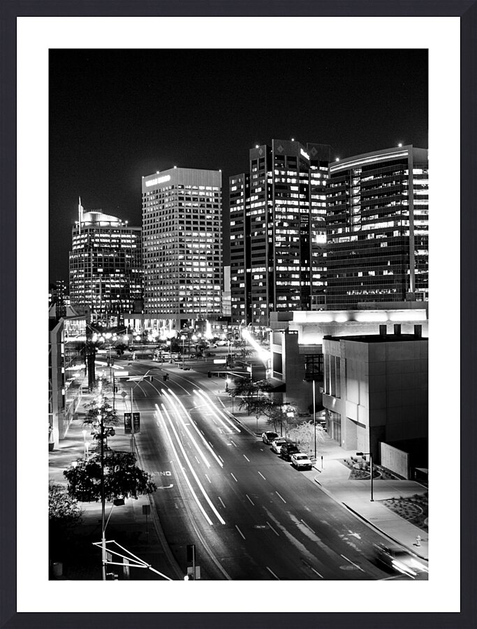 phoenix skyline at night jefferson avenue  vertic Picture Frame print