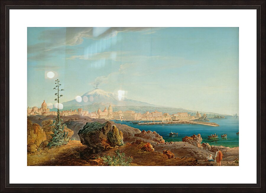 1834 bay of catania mt etna art  Picture Frame print