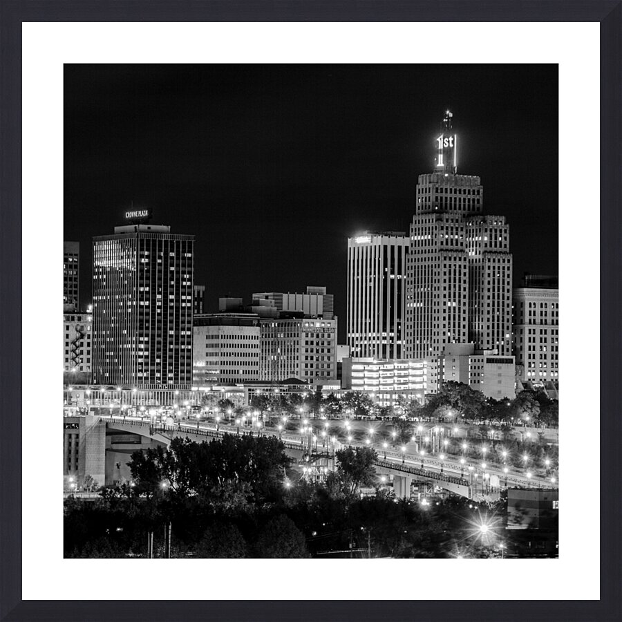 downtown st paul city skyline at night  square 17 Picture Frame print