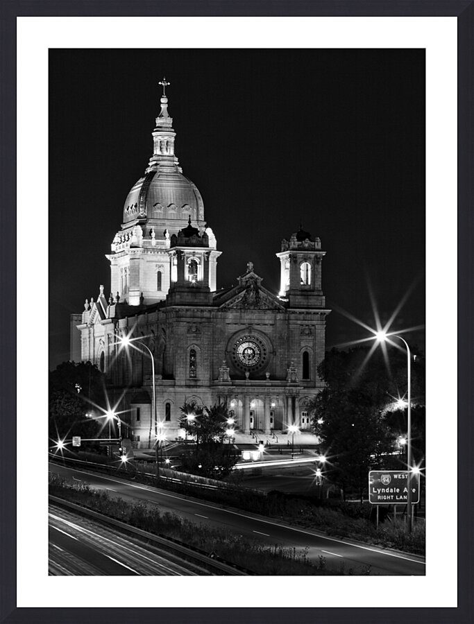 basilica st mary at night  vertical 1687 Basilica Picture Frame print