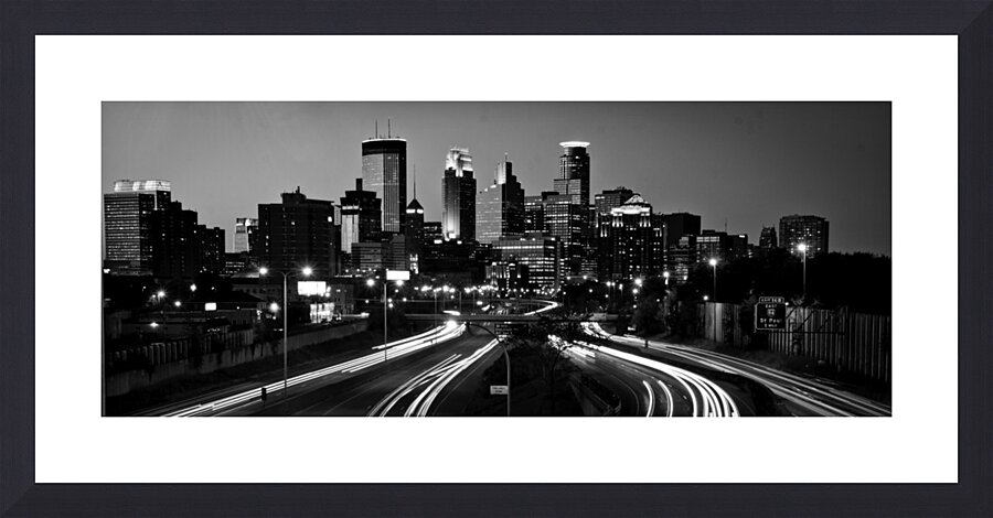 mpls skyline at night  panoramic 1705 Minny 13k.j Picture Frame print