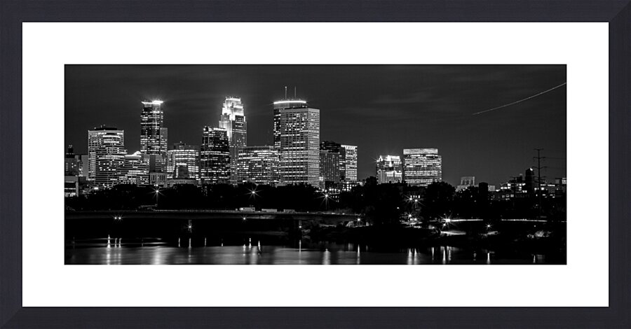 minneapolis skyline at night  panoramic 1681 Anth Picture Frame print