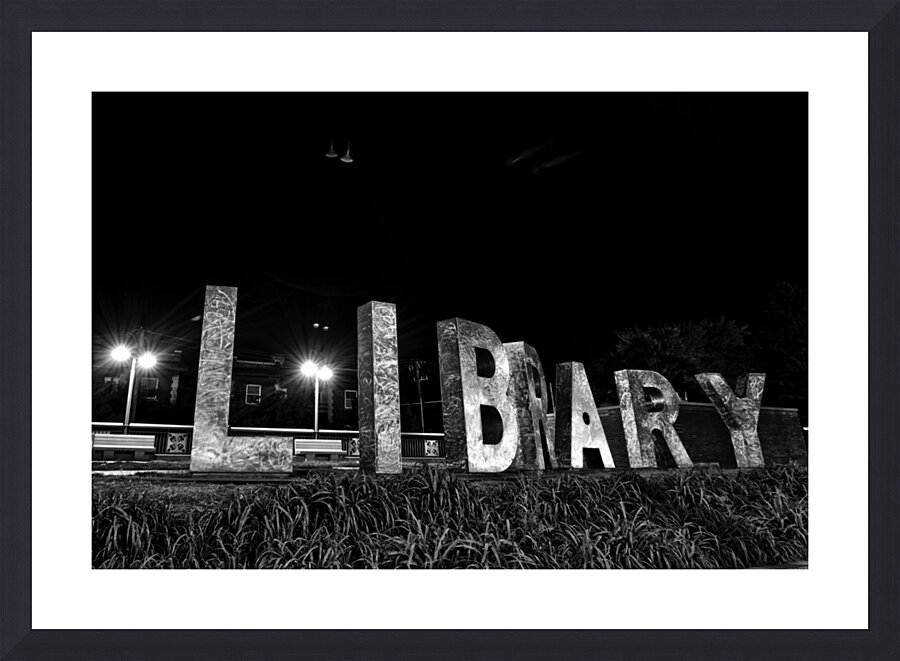 walker library sign  horizontal 1701 Library 13k. Picture Frame print