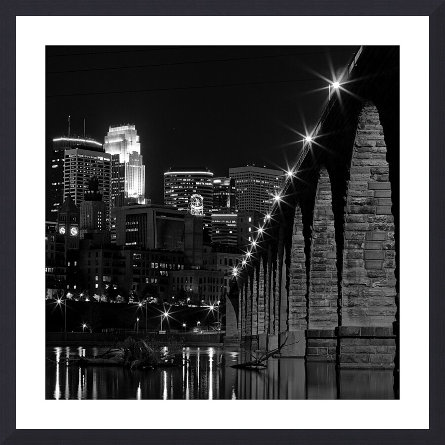 stone arch bridge minneapolis skyline  square 171 Picture Frame print