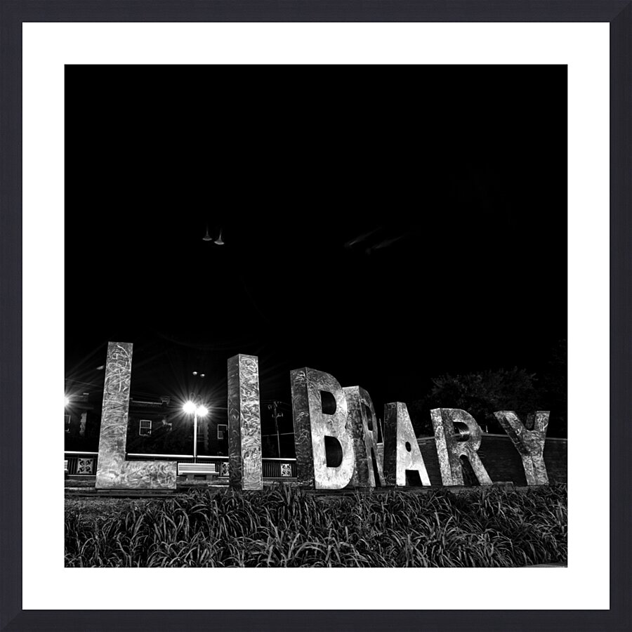 walker library sign  square 1701 Library 13k Picture Frame print