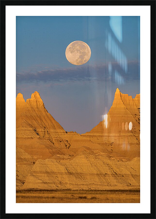Badlands Moonset Picture Frame print