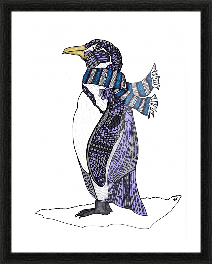 Purple Penguin Picture Frame print